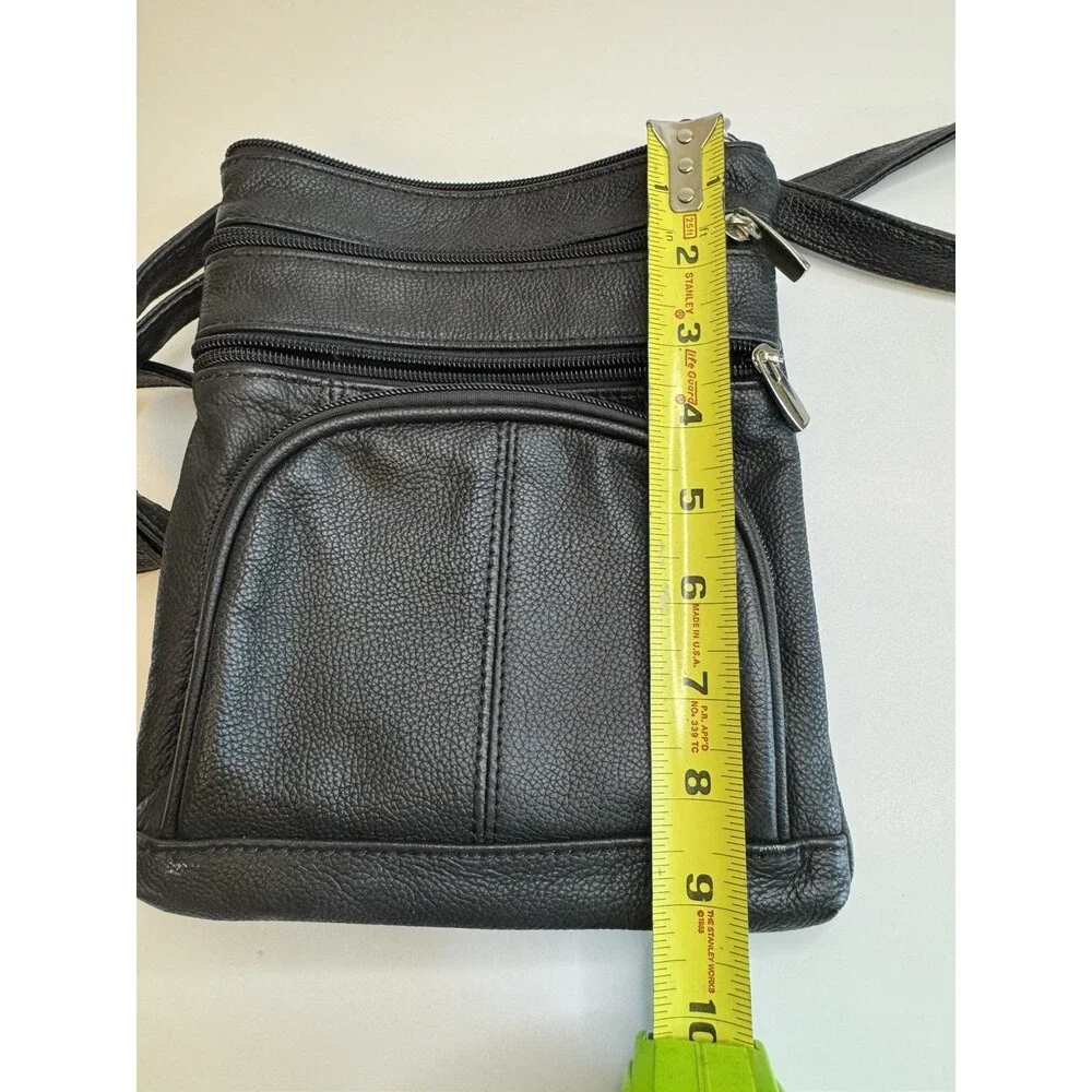 Marshal Real Leather Shoulder Handbag Cross Body Organizer Pockets Bags Black